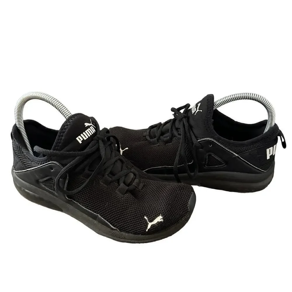 Puma Size US 7 Soft Foam Mesh Lace Up Low Top Activewear Running Sneakers Black